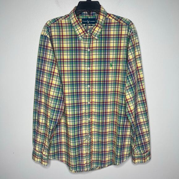 Ralph Lauren Mens XL Custom Fit Multicolored Plaid Long Sleeve Shirt Button-Down - Picture 2 of 12